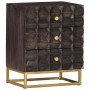 Mesita de noche de madera maciza de mango negro 40x30x50 cm