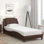 Estructura de cama sin colchón cuero sintético marrón 80x200 cm