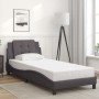Estructura de cama sin colchón cuero sintético gris 80x200 cm