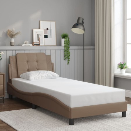 Estructura cama sin colchón cuero sintético capuchino 80x200 cm