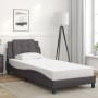 Estructura de cama sin colchón cuero sintético gris 90x190 cm