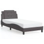 Estructura de cama sin colchón cuero sintético gris 90x190 cm