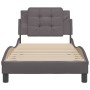 Estructura de cama sin colchón cuero sintético gris 90x190 cm