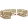 Juego de muebles de jardín 6 pzas y cojines madera pino maciza de vidaXL, Conjuntos de jardín - Ref: Foro24-3076492, Precio: ...