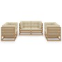 Juego de muebles de jardín 6 pzas y cojines madera pino maciza de vidaXL, Conjuntos de jardín - Ref: Foro24-3076492, Precio: ...