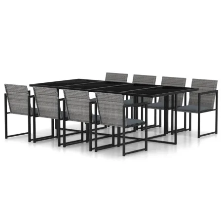 Garden dining set 9 pieces and gray synthetic rattan cushions by vidaXL, Garden sets - Ref: Foro24-317186, Price: 660,37 €, D...