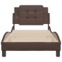 Estructura de cama sin colchón cuero sintético marrón 90x200 cm
