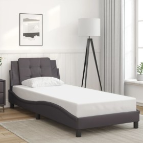 Estructura de cama sin colchón cuero sintético gris 90x200 cm