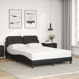Estructura de cama sin colchón cuero sintético negro 120x200 cm