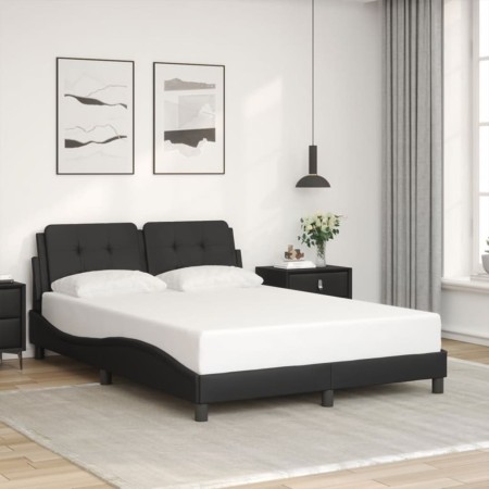 Estructura de cama sin colchón cuero sintético negro 120x200 cm