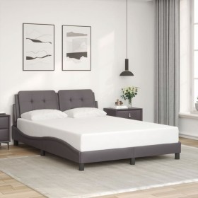 Estructura de cama sin colchón cuero sintético gris 120x200 cm