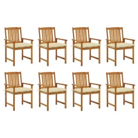 Sillas de jardín con cojines 8 uds madera maciza de acacia de vidaXL, Sillas de jardín - Ref: Foro24-3078195, Precio: 654,14 ...