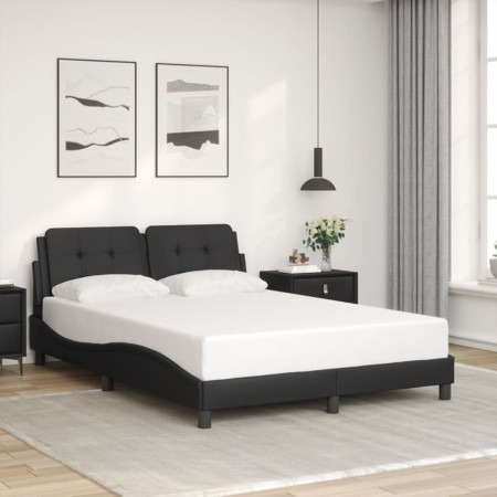 Estructura de cama sin colchón cuero sintético negro 140x190 cm