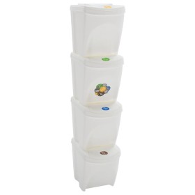 Cubos de basura apilables 4 uds polipropileno blanco 100 L