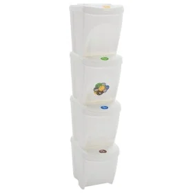 Stackable trash cans 4 pcs white polypropylene 100 L by vidaXL, Garbage cans and trash cans - Ref: Foro24-152201, Price: 58,4...