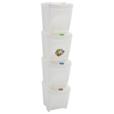 Stapelbare Mülleimer 4 Stück aus weißem Polypropylen 100 L von vidaXL, Mülltonnen und Mülltonnen - Ref: Foro24-152201, Preis:...