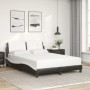 Estructura de cama con cabecero cuero sintético negro y blanco