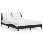 Estructura de cama con cabecero cuero sintético negro y blanco