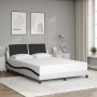 Estructura de cama con cabecero cuero sintético blanco y negro