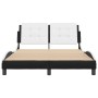 Estructura cama cabecero cuero sintético negro blanco 140x200cm