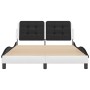 Estructura cama cabecero cuero sintético blanco negro 140x200cm