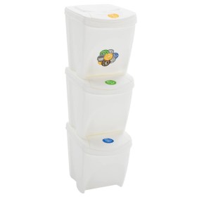 Stackable trash cans 3 pcs white polypropylene 75 L by vidaXL, Garbage cans and trash cans - Ref: Foro24-152199, Price: 63,22...