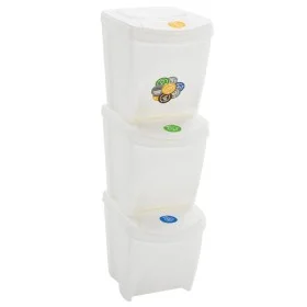 Stackable trash cans 3 pcs white polypropylene 75 L by vidaXL, Garbage cans and trash cans - Ref: Foro24-152199, Price: 62,09...