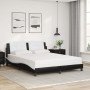 Estructura cama cabecero cuero sintético negro blanco 160x200cm en Camas y somieres | Comprar online en Foro24