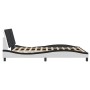 Estructura cama cabecero cuero sintético blanco negro 160x200cm