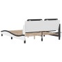 Estructura cama cabecero cuero sintético blanco negro 160x200cm