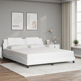 Estructura de cama sin colchón cuero sintético blanco 180x200cm Estructura de cama sin colchón cuero sintético blanco 180x200cm