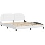 Estructura de cama sin colchón cuero sintético blanco 180x200cm