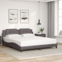 Estructura de cama sin colchón cuero sintético gris 180x200 cm