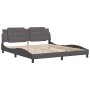 Estructura de cama sin colchón cuero sintético gris 180x200 cm