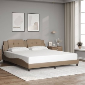 Estructura cama sin colchón cuero sintético capuchino 180x200cm