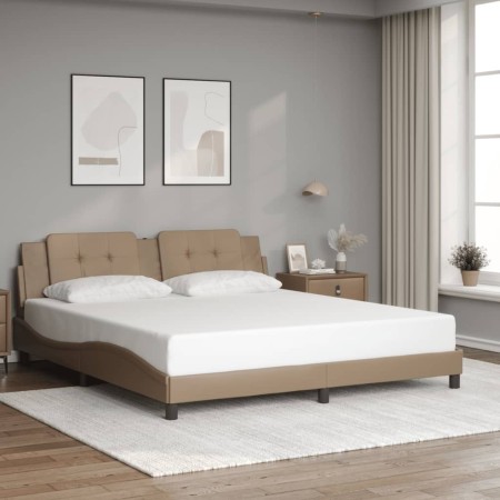 Estructura cama sin colchón cuero sintético capuchino 180x200cm