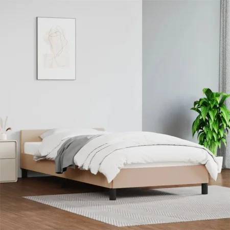 Estructura de cama cabecero cuero sintético capuchino 90x190 cm de vidaXL, Camas y somieres - Ref: Foro24-347476, Precio: 84,...