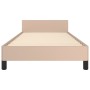 Bettgestell mit Kopfteil aus Cappuccino-Kunstleder, 90 x 190 cm von vidaXL, Betten und Lattenroste - Ref: Foro24-347476, Prei...