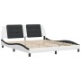 Estructura de cama con cabecero cuero sintético blanco y negro