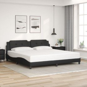 Estructura de cama sin colchón cuero sintético negro 200x200 cm en Camas y somieres | Comprar online en Foro24