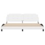 Estructura de cama sin colchón cuero sintético blanco 200x200cm