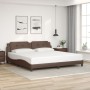 Estructura de cama sin colchón cuero sintético marrón 200x200cm