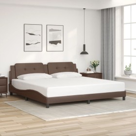 Estructura de cama sin colchón cuero sintético marrón 200x200cm