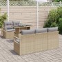 Conjunto de sofá de jardín con cojín 6 pcs beige y gris claro
