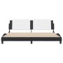 Cama sin colchón cuero sintético negro blanco 200x200 cm