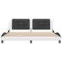 Cama sin colchón cuero sintético blanco negro 200x200 cm