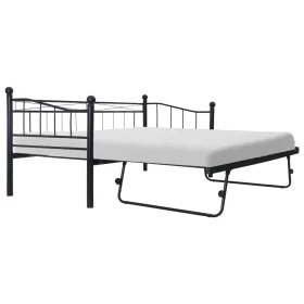 Estructura de cama de acero negra 180x200/90x200 cm de vidaXL, Camas y somieres - Ref: Foro24-285307, Precio: 203,11 €, Descu...