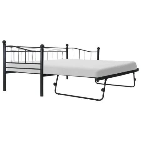 Black steel bed frame 180x200/90x200 cm by vidaXL, Beds and slatted bases - Ref: Foro24-285307, Price: 203,11 €, Discount: %