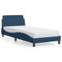 Cama con colchón tela azul 80x200 cm