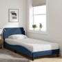 Cama con colchón tela azul 80x200 cm